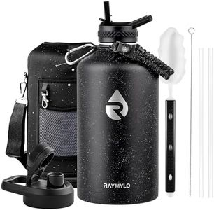 RAYMYLO 128oz Insulated Water Bottle, Triple Wall Vacuum Stainless Steel Water Bottles - Keeps Cold 48H, Reusable One Gallon Flask Jug for Gym, Sports, Camping, Hiking,Travel, Black Speckled