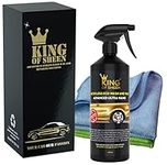 King of Sheen Advanced Ultra Nano Waterless Car Wash Kit, Wet Wax Car Cleaning Products with added Carnauba Wax, (1Lt) + 2 Microfibre Cloths,No Scratch or Swirl Formula, Protects against Salt Damage