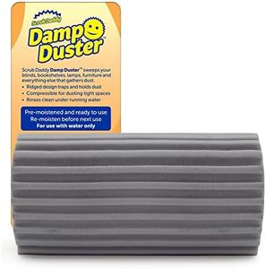 Scrub Daddy Damp Duster - Ideal for Blinds, Vents, Baseboards & More - Traps Dust & Dirt Easily - Rinse & Reuse - Silver