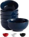 KooK Soup Bowl, Cereal Bowl, Bowl Set, Ceramic Bowls, Set of 6, Microwave, Dishwasher and Freezer Safe, Chip Resistant, for Pasta, Salad, Oatmeal, Deep Interior, 24 Oz (Navy, 6 Inch)