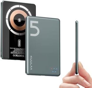 Kuulaa Magsafe Powerbank 5000mAh 20W, 0.8mm Ultra Slim Portable Charger, Wireless Power Bank, Magnetic Battery Pack Compatible with iPhone 16/15/14/13/12 Serie - Grey