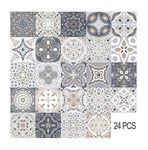 HORIWE 24pc Tile Stickers 4x4 Inches Backsplash PVC Waterproof Oil proof Self Adhesive DIY Bathroom Kitchen New Wall Stickers Home Decor 10x10cm