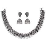 Sasitrends Oxidized German Silver Necklace with Earrings Jewellery Set for Women and Girls