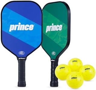 Prince - Challenger Pickleball Set for 6 Players, Carbon Fiber Paddles, Precision Engineered Pickleball Balls with 40 Holes Pattern, Ideal for Sports Enthusiasts