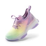 DREAM PAIRS Girls Slip-On Sneakers Kids Sparkle Pop Lightweight Jelly Sole Walking Shoes, Rainbow/Purple, 1 Little Kid