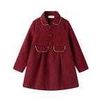 Mud Kingdom Toddler Girls Faux Wool Dress Coats Lapel Outerwear Burgundy 4T Casual