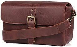 MegaGear MG1332 Genuine Leather Camera Messenger Bag for Mirrorless, Instant and DSLR Cameras - Brown