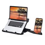 Portronics My Buddy Hexa 22 Laptop Stand with 360° Rotation Base, Mobile Stand, 7 Adjustable Heights, Air Ventilation, Portable & Foldable Design for Upto 15.6 Inches Laptops & MacBook (Black)