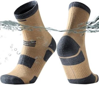 SuMade Waterproof Socks for Men Women, Merino Wool Waterproof Hiking Socks with Cushion Unisex Breathable Merino Wool Dry Quickly Socks for Boating Cycling Fishing Sock, 1 Pair,Large, Beige and Blue