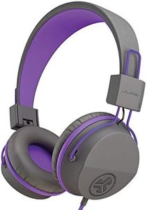 JLab JBuddies Studio On-Ear Kids Wired Headphones, Graphite/Violet, Toddler Headphones, Kid Safe, Studio Volume Safe, Volume Limiter, Folding, Adjustable, Noise Isolation, with Mic