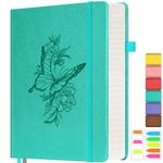 Lined Notebook Journal for Women Men, 312 Numbered Pages B5 Thick Leather Journal for Writing, Daily Journal for Work School, Hardcover College Ruled Notebook, Butterfly Floral Notebook, Peacock Blue