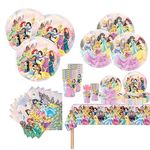 Princess Party Tableware Set Serves 20, JMOCD 141pcs Princess Party Supplies Set, Princess Party Plates Cups Napkins Tablecloth Birthday Party Decor Set for Princess Fans Party.