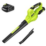 SnapFresh Leaf Blower Cordless with 20V Battery Powered & Charger - 130MPH 140CFM / 2-Speed / 25 min/Lightweight 2.35 kg -for Garden Patio Lawn Dust Yard Care Porch Sidewalk Cleaning
