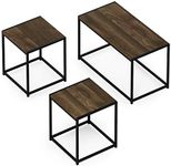 Furinno Camus Modern Living Room Coffee Table with 2 End Tables Set, Columbia Walnut