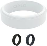 QALO Silicone Ring for Men & Women, White (Size 7) - Narrow Polished Step Edge - Male & Female Wedding Bands - Unisex Silicone Rings - Rubber Engagement Rings for Him & Her - 6.5mm x 2mm