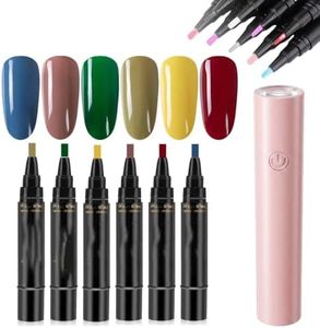 One Step Nail Gel Pen Nail Polish Pen Set with Nail Lamp Pen, Set E
