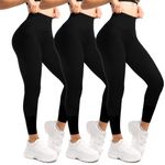 Walifrey 3 Pack Leggings for Women，High Waisted Soft Leggings for Workout Gym Black SM