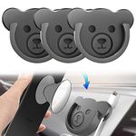 Socket Car Mount for Phone Holder Cute Bear Style Silicone Grip Stand with Phone line Clasp for Collapsible Socket User Used on Dashboard, Home, Office, Kitchen, Desk, Wall, (Black) 3 Pack