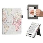 kwmobile Case Compatible with Amazon Kindle Paperwhite 11 Generation 2021 Case - Cover for Kindle Paperwhite Case w/Stand Strap Travel Black/Multicolor