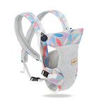 SONARIN Lightweight Breathable Baby Carrier, 4-in-1 Soft 3D Mesh Baby Wrap Carrier Ergonomic Child Carrier Backpack,Multi-Function for Newborn and Toddler 0 to 36 Months(Leaves)