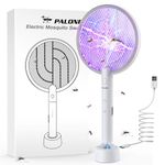 PALONE Electric Fly Swatter, 4000V Bug Zapper Fly Killer Rechargeable Fly Zapper Racket, Handy Fly Killer Racket, Mosquito and Wasp Killer, Insect Killer for Indoor and Outdoor Pest Control (White*1)