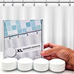 XL & Extra Heavy Powerful Anti-Billowing Magnetic Shower Curtain Weights for Splash-Free Bath Experience - 360° Silicone Wrapped - Will Never Rust - Prevent Curtain from Blowing | 4 XL Pairs | White