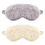 Plush Eye Mask, 2 Pcs Colorful Plush Soft Sleeping Blindfold Eye Cover Fluffy and Furry Eye Cover for Women Girl Eye Protection, Sleep Over Party Supplies