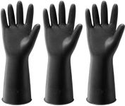ThxToms 3 Pairs Dishwashing Cleaning Gloves, Reusable Dishwashing latex Gloves for Kitchen & Bathroom Cleaning,Non-Slip,Smooth Comfortable Lining,Black(Medium) M