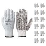 I9 Essentials Multi-Purpose Work Gloves Large - Poly/Cotton Safety Gloves for Men with PVC Dots - Seamless Lightweight Safety Gloves for Woodworking, Gardening, Construction Work Gloves, 12 Pairs
