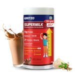 Gritzo SuperMilk Height+ (13+y Boys), 13g Protein Powder (Double Chocolate)|Zero Refined Sugar, 21 Vitamins & Minerals, 1 count, 400 grams