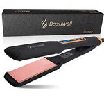 Basuwell Hair Straighteners Digital Display Flat Iron for Thick Hair Six-Speed Temperature Control Salon Grade Ceramic Fast Hair Styler UK Plug for Women, Black