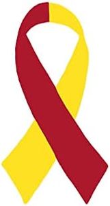 Small Red & Yellow Ribbon Decals for Virus Disease and Hepatitis C Awareness - Use on Your Helmet or Vehicle - Perfect for Support Groups, Events, and Fundraising (1 Decal - Retail)