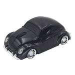 ECOiNVA VW Beetle Wireless Sports Car Shape Mouse Mice Computer Laptop PC Optical Mouse 2.4GHz Nano USB AAA Battery Power Glossy Surface LED Light (Black)