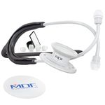 MDF MD One Stainless Steel Premium Dual Head Stethoscope, Black Tube, Whiteout Chestpieces-Headset, MDF777WO11