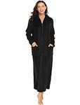 Ekouaer Women's Flannel Robe Zipper Front Robes Full Length Bathrobe(S-XXL)