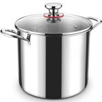 P&P CHEF 12 Quart Stainless Steel Stockpot with Lid, 3-Ply Large Stock Cooking Pot for Induction Gas Electric Stoves, Cookware with Visible Cover for Family or Commercial Use, Dishwasher Safe