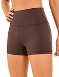 CRZ YOGA Women's Naked Feeling 3'' Gym Shorts - High Waisted Cycling Shorts Yoga Workout Running Spandex Shorts Taupe 16