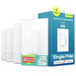 meross Smart Light Switch, Single Pole Smart Switch, Neutral Wire Required, Compatible with Amazon Alexa, Hey Google and SmartThings, 2.4GHz Wi-Fi, Remote and Voice Control, No Hub Required, 4 Pack