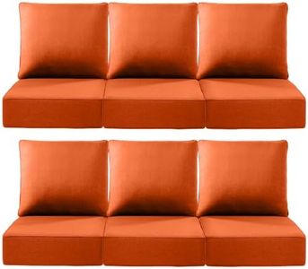 ACTREST Luxury 22x24/22x25 6-Inch Outdoor Deep Seat Cushions Set of 6 - Comfortable Patio Zipper Chair Cushion for Outside Wicker Dining Rocking Swivel Chairs Loveseat Couch Sectional Sofa - Orange