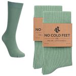 No Cold Feet Fun Colorful Novelty Socks for Men for Dress Casual Formal Groomsmen Wedding, Solid Sage, 2-Pack