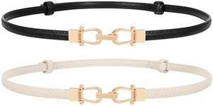 JASGOOD Leather Skinny Women Belt Ladies Thin Waist Belts Plus Size Adjustable for Jeans Pants Dresses with Metal Buckle