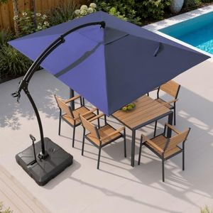 11FT Rectangle Patio Cantilever Umbrella, 350lb Wheeled Base Included