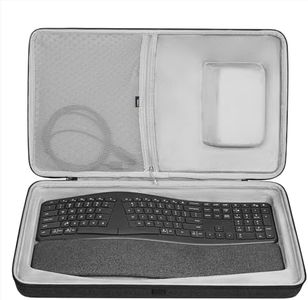 Geekria Hard Shell Travel Carrying Keyboard Case, Compatible with Logitech Ergo K860 Wireless Ergonomic Keyboard, Ergo K860 and MX Master 3S Mouse Case Combo (Dark Grey)