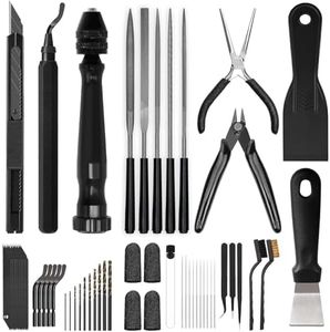 3D Printer Tools Kit Essential, 3D Printing Tools Kit, 3D Printer Accessories, Deburring Tool, Wire Cutter, Drill, Scraper for Remove, Smoothing, Finishing, Deburring, Craving, Drilling