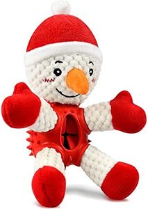 Malier Christmas Squeaky Dog Toys, Durable Rubber Dog Chew Bite Toys Stuffed with Crinkle Paper for Puppy Small Medium Pets (Snowman)