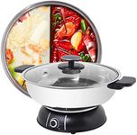 Little Raccoon Electric Hot Pot HS-160BU-30cm with Divider Shabu Hot Pot, 304 Stainless Steel, 1500W Dual-Sided Hot Pot, 5 Liters