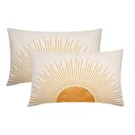 aportt Sun Sunrise Sunshine Lumbar Pillow Covers 12X20 Inch Sunset Boho Abstract Rectangular Cases Mustard Yellow Bohemian Throw Pillows Set of 2 Beachy Room Decor Aesthetic For Couch Sofa Bed Dorm