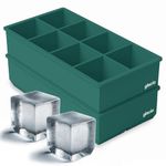 Ice Cube Molds – 2-Pack Silicone Trays for 8 Large Square Cubes – Slow-Melt Ice for Whiskey, Cocktails, Coffee & More