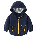 famuka Baby Infant Boys Hooded Coat Windbreaker Jacket Clothes Toddler Outwear (Navy, 4-5 Years)