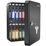 Uniclife 28-Key Steel Key Cabinet with 2 Unlocking Keys Wall Mounted Key Organizer Black Frosted Security Box with Hooks and Large Key Tag Labels Identifiers in 5 Assorted Colors